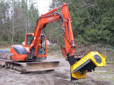 Roadside mowing, Indian Isle Construction, Sunshine Coast, Pender Harbour, BC