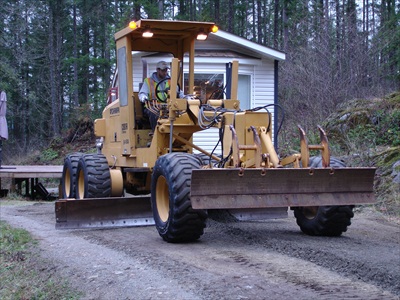 Road grading, Indian Isle Construction, Sunshine Coast, Pender Harbour, BC